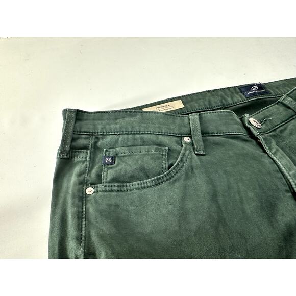AG The Prima Mid-Rise Cigarette Pants Women’s 30R Forest Green Stretch Velvet - Picture 9 of 15